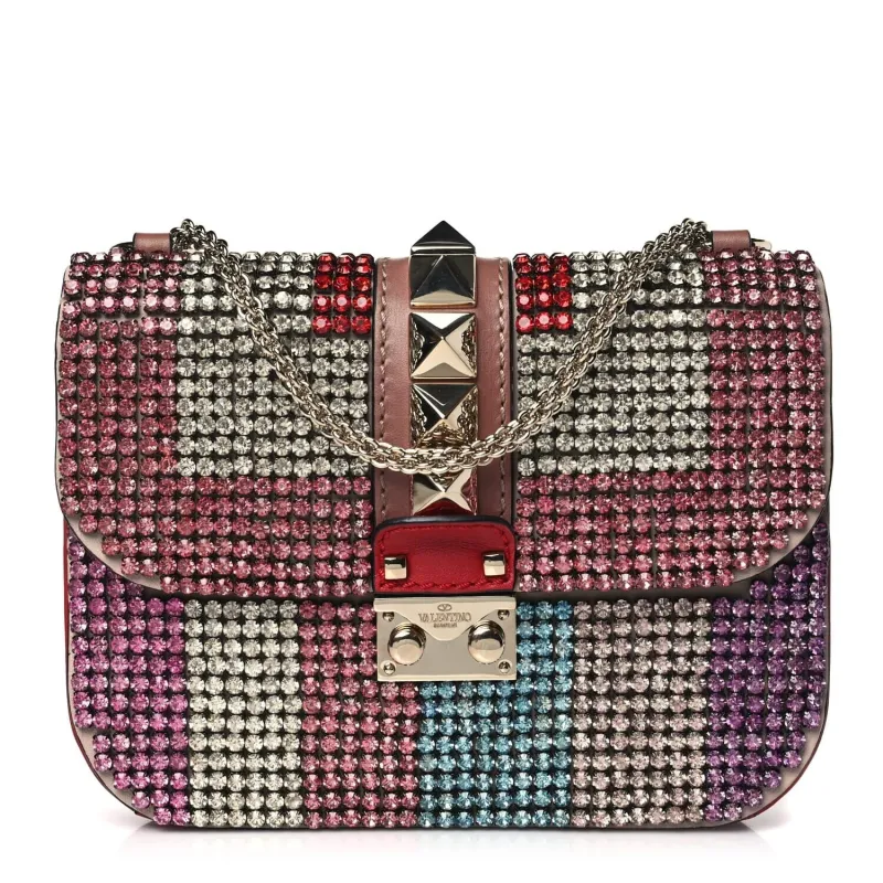 Valentino Garavani Vitello Crystal Embellished Small Glam Lock Rockstud Flap Multic sold by Zulily