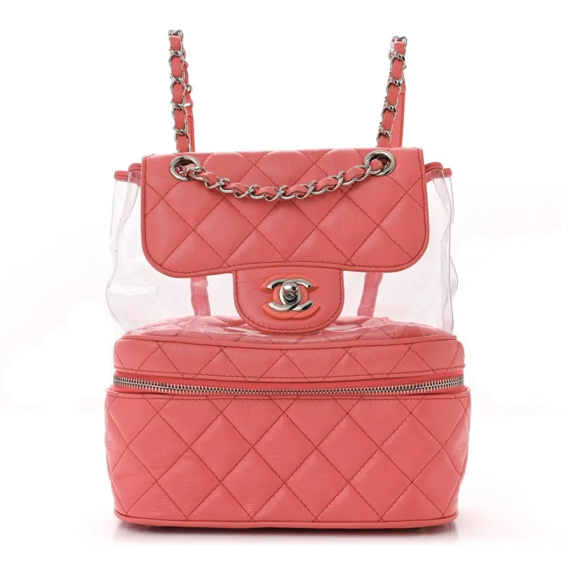 Chanel Crumpled Calfskin PVC Quilted Backpack Pink (Pre-Owned) sold by Zulily