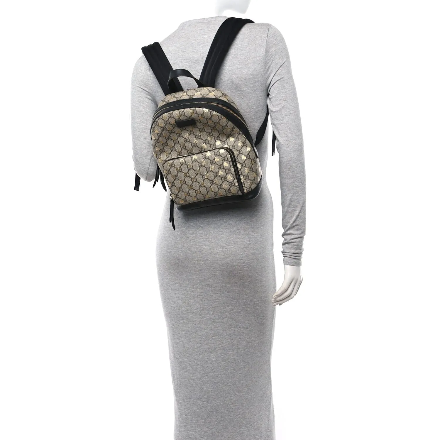 Gucci GG Supreme Monogram Bees Print Small Day Backpack Beige Oro Black (Pre-Owned) sold by Zulily product image thumbnail 2