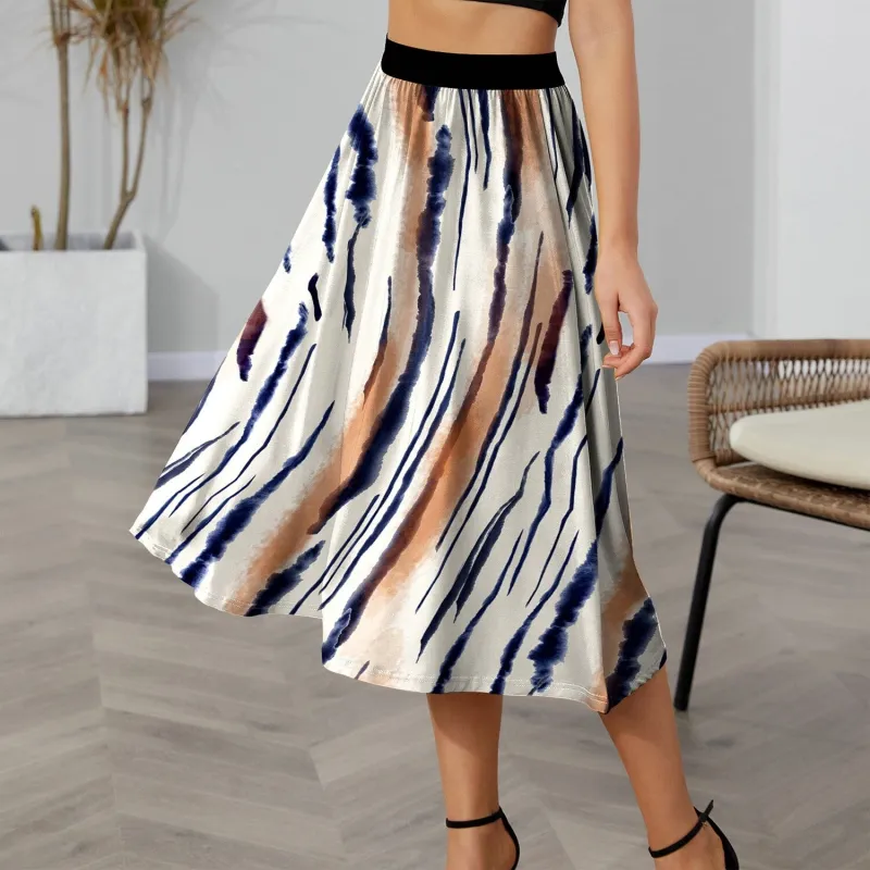 Navy & Orange Tie-Dye A-Line Skirt sold by Zulily