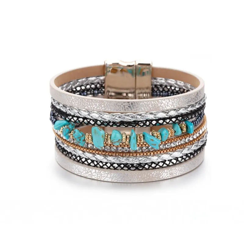 Teal Silvertone Braided Bracelet sold by Zulily