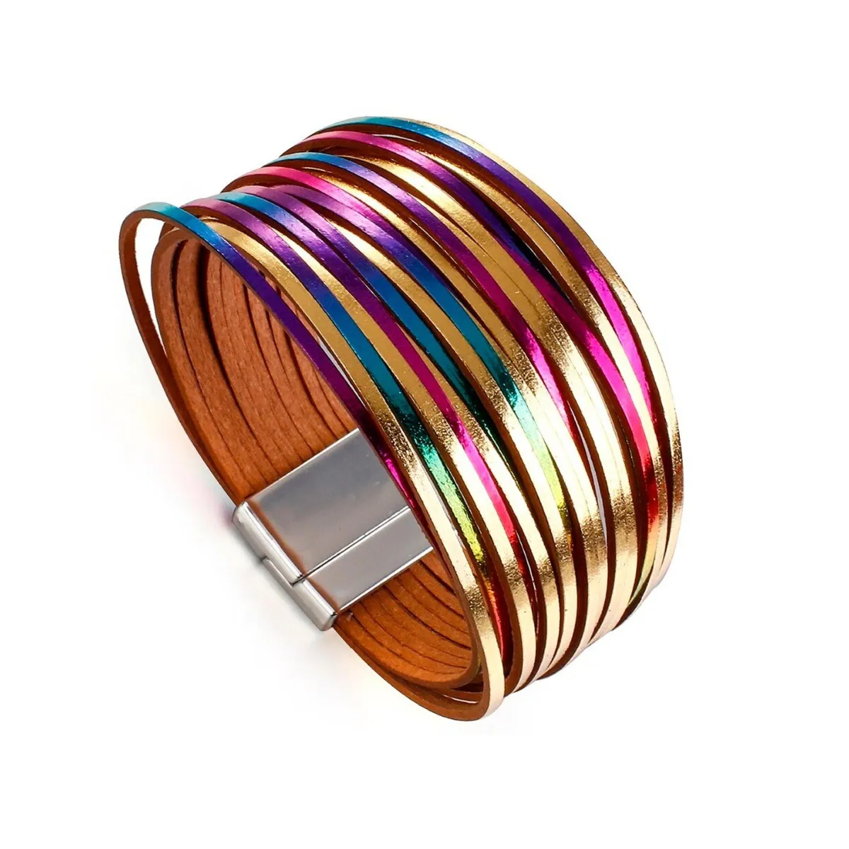 Multi Colored Metallic Faux Leather Bracelet sold by Zulily