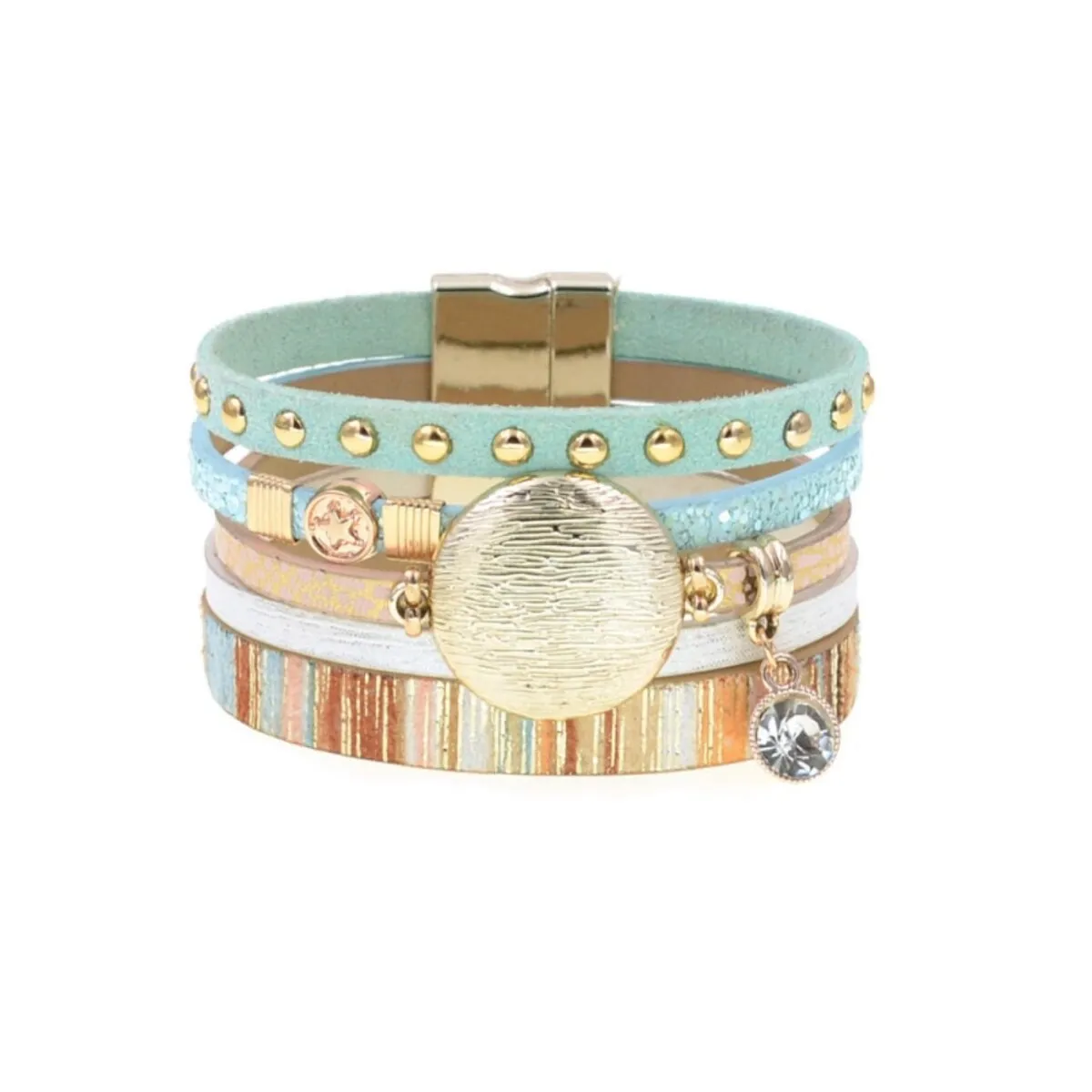 Teal Goldtone Faux Leather Multi-strand Bracelet sold by Zulily