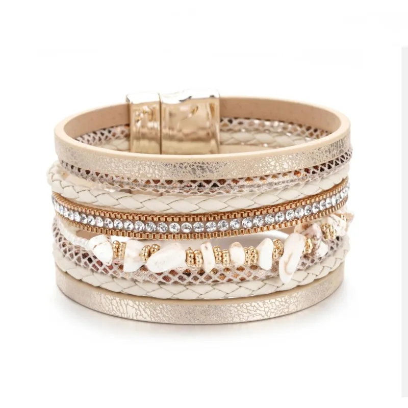 Beige White Faux Leather Bracelet sold by Zulily