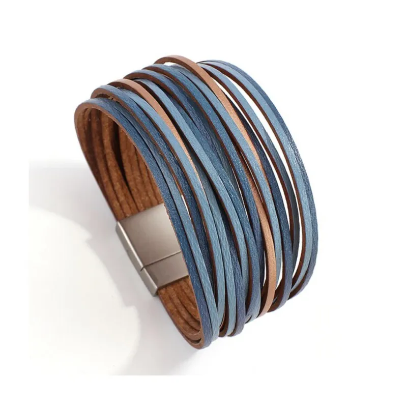 Blue Faux Leather Multi Strand Bracelet sold by Zulily