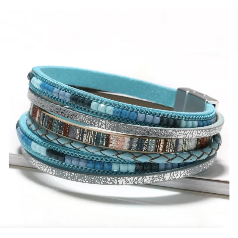 Blue Multi Colored Multi-strand Faux Leather Bracelet sold by Zulily