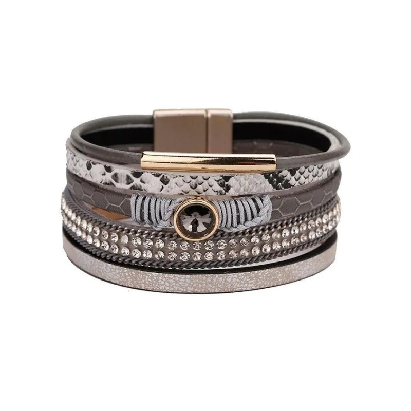 Brown Snake-embossed Crystal Accent Leather Bracelet sold by Zulily