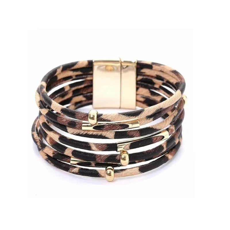 Brown Cheetah Multi Strand Faux Leather Bracelet sold by Zulily