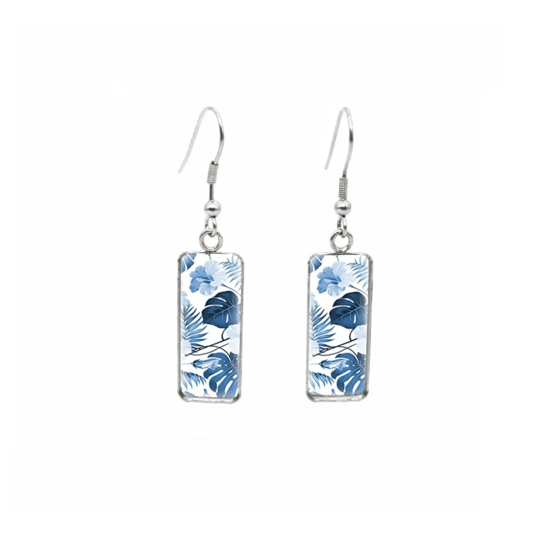 Blue Leaves Rectangular Drop Earrings - Blue Leaves sold by Zulily