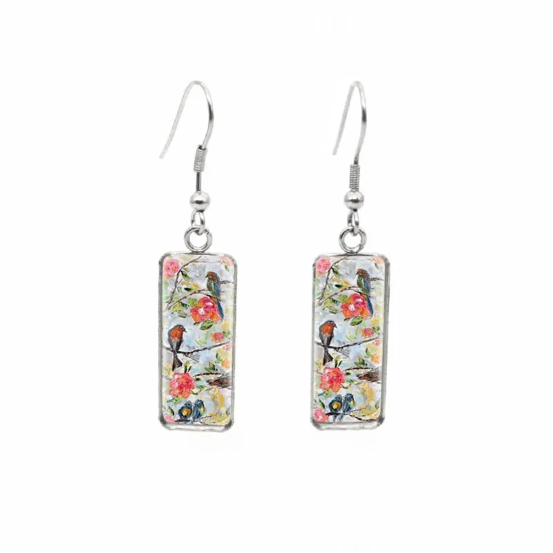 Vintage Birds Floral Rectangular Drop Earrings - Vintage Birds Floral sold by Zulily