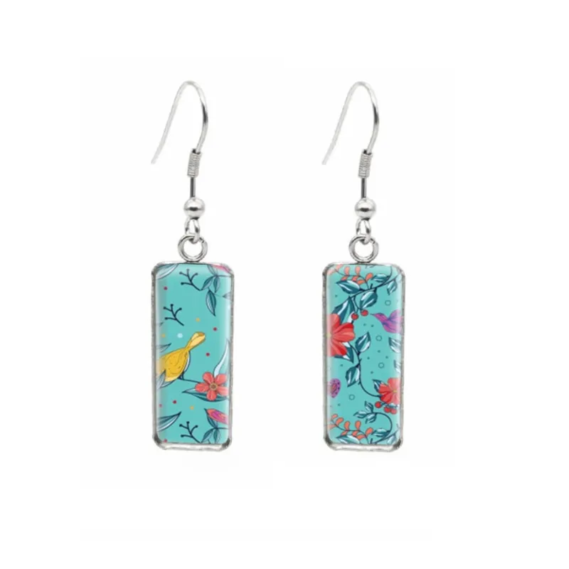 Teal Multi Floral Rectangular Drop Earrings - Teal Multi Floral sold by Zulily