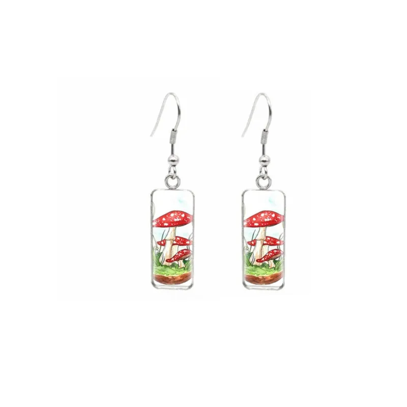 Red Mushrooms Rectangular Drop Earrings - Red Mushrooms sold by Zulily