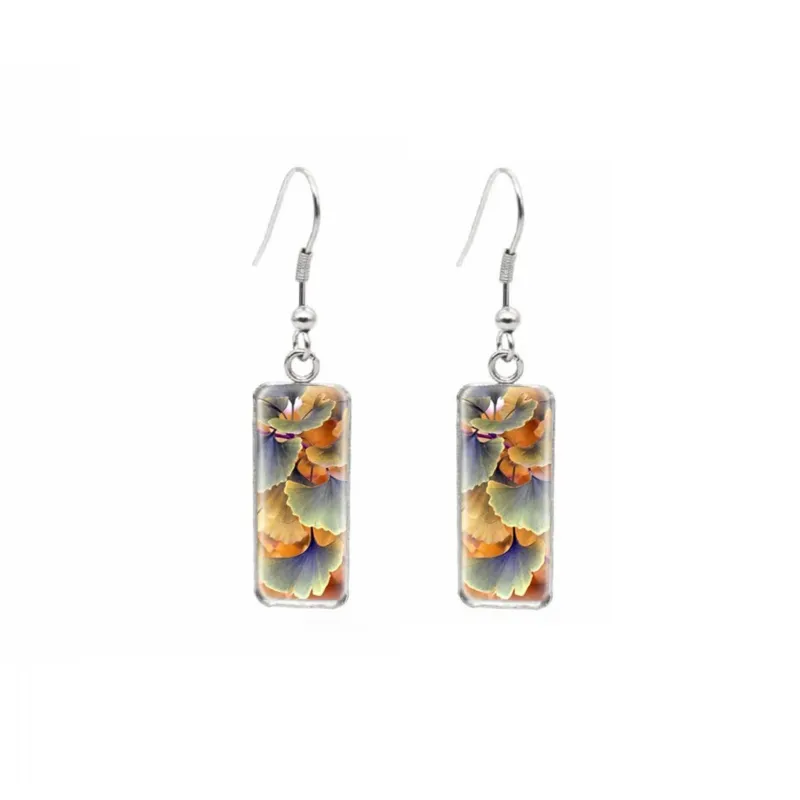 Orange Blue Leaves Rectangular Drop Earrings - Orange Blue Leaves sold by Zulily