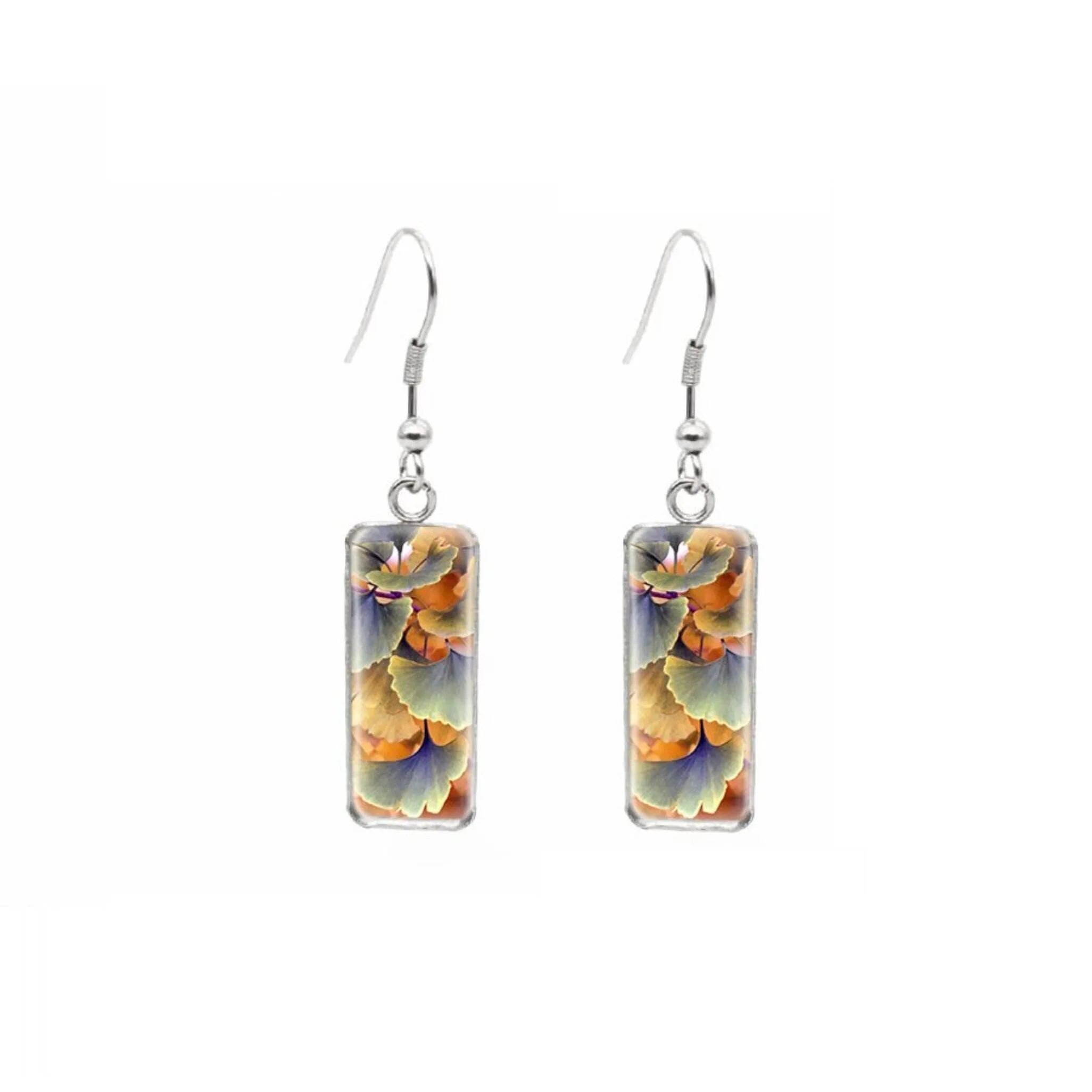 Orange Blue Leaves Rectangular Drop Earrings - Orange Blue Leaves sold by Zulily