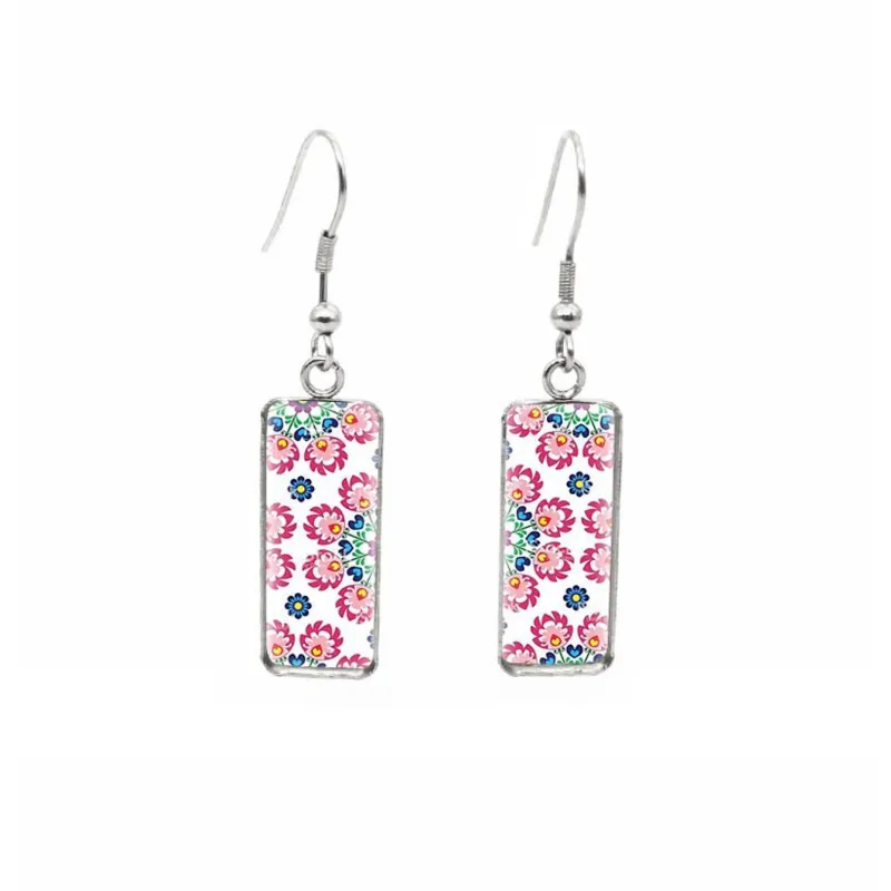 Pink Floral Mandala Rectangular Drop Earrings - Pink Floral Mandala sold by Zulily