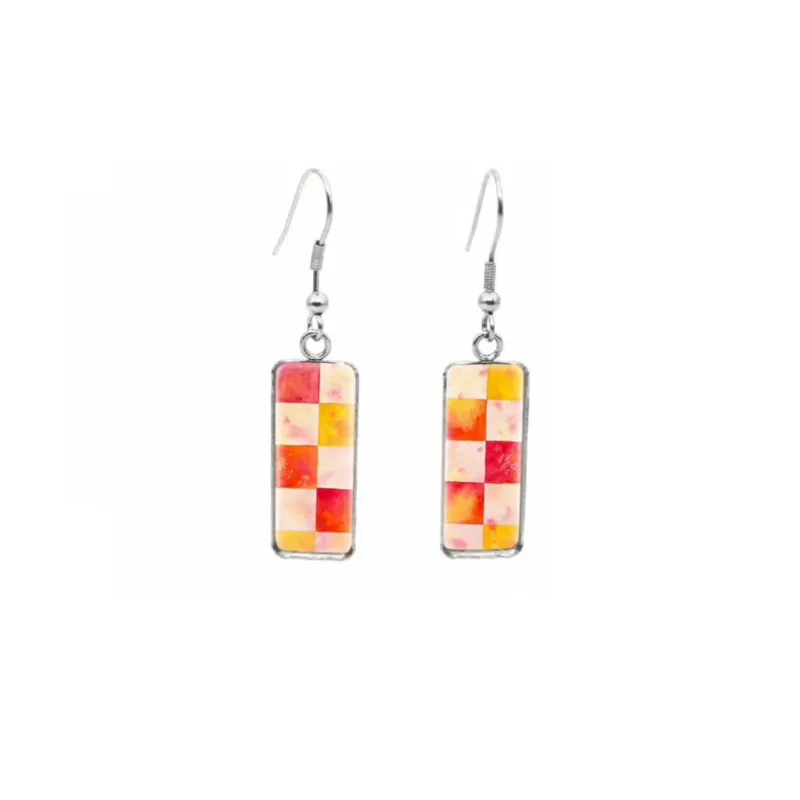 Multi Checkered Rectangular Drop Earrings - Multi Checkered sold by Zulily
