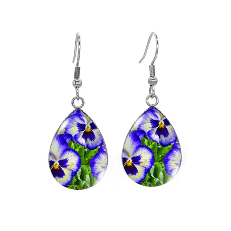 Purple Pansies Silvertone Teardrop Drop Earrings - Purple Pansies sold by Zulily