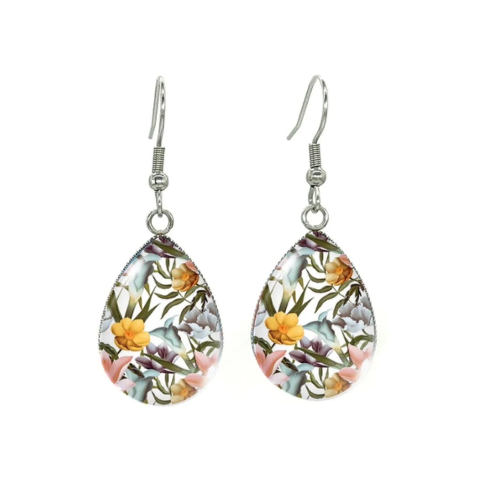 Yellow & Green Foliage Silvertone Teardrop Drop Earrings - Yellow & Green Foliage sold by Zulily