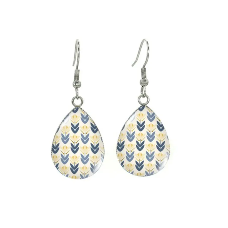 Blue & Yellow Floral Silvertone Teardrop Drop Earrings - Blue & Yellow Floral sold by Zulily