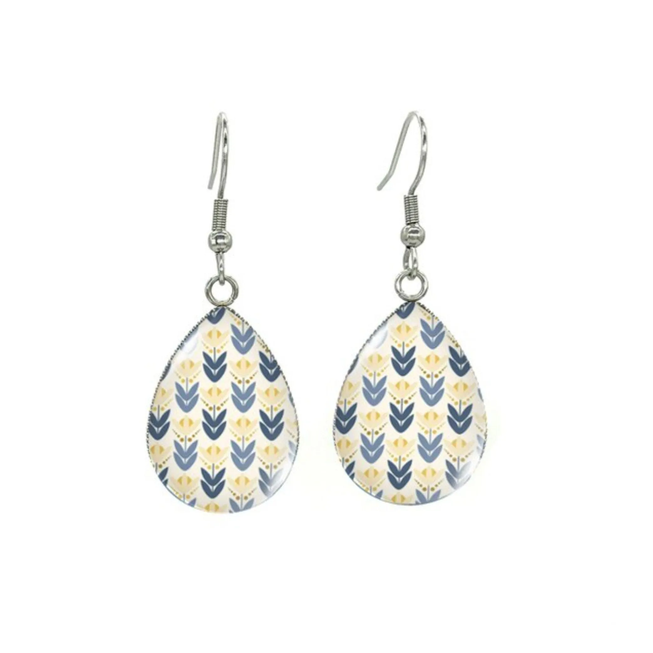 Blue & Yellow Floral Silvertone Teardrop Drop Earrings - Blue & Yellow Floral sold by Zulily