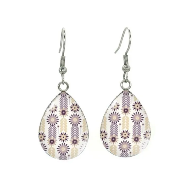 Beige & Purple Floral Silvertone Teardrop Drop Earrings - Beige & Purple Floral sold by Zulily