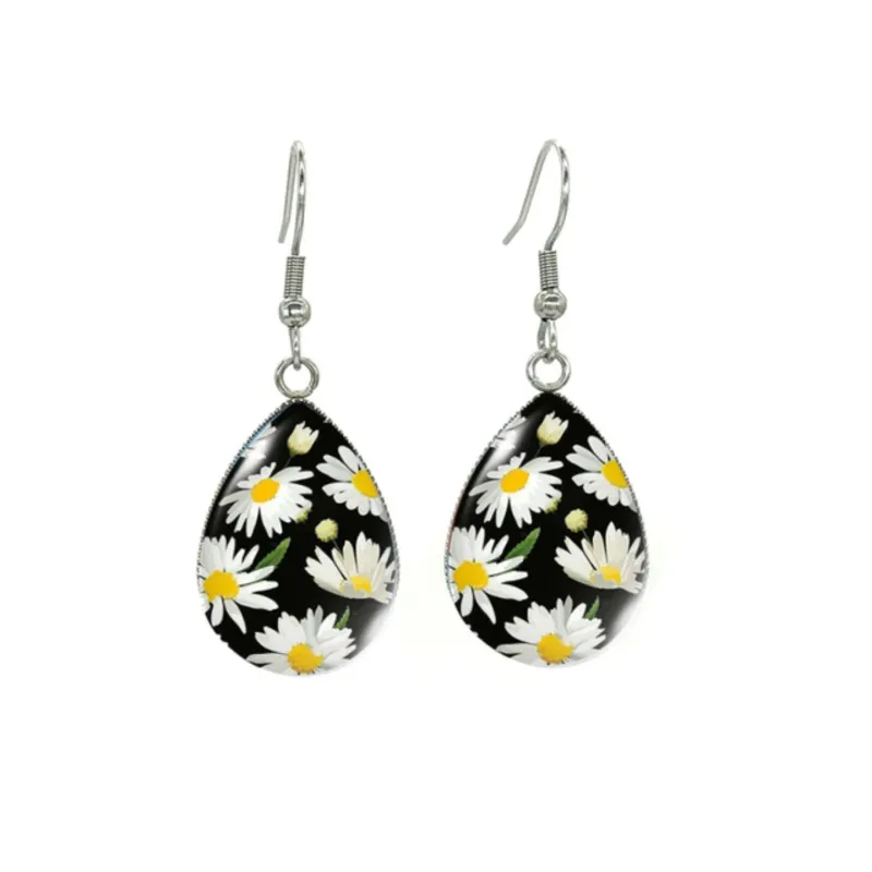Charming Daisies Silvertone Teardrop Drop Earrings sold by Zulily