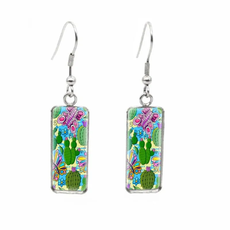 Retro Cactus Rectangular Drop Earrings - Retro Cactus sold by Zulily