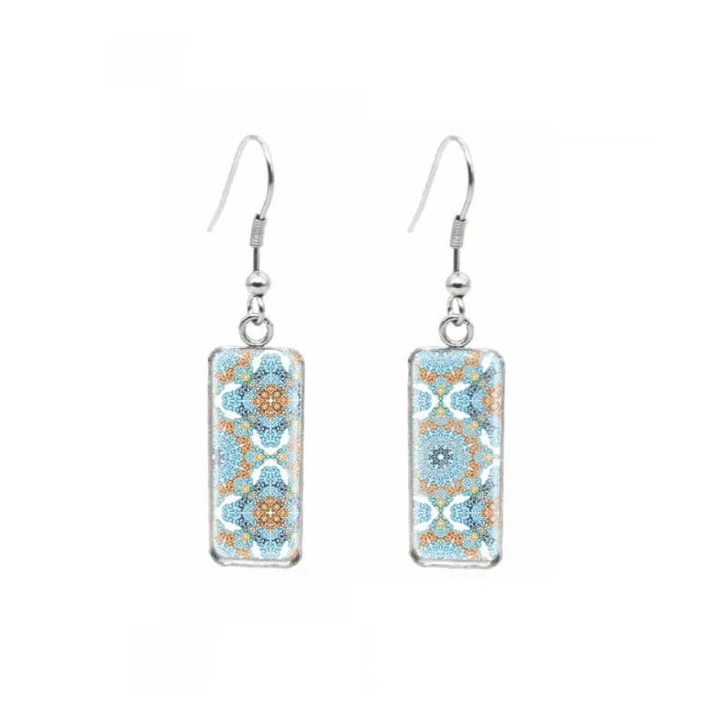 Blue Orange Mandala Rectangular Drop Earrings - Blue Orange Mandala sold by Zulily