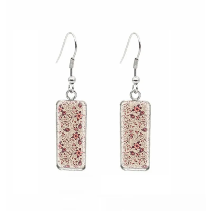 Beige & Pink Paisley Rectangular Drop Earrings - Beige & Pink Paisley sold by Zulily