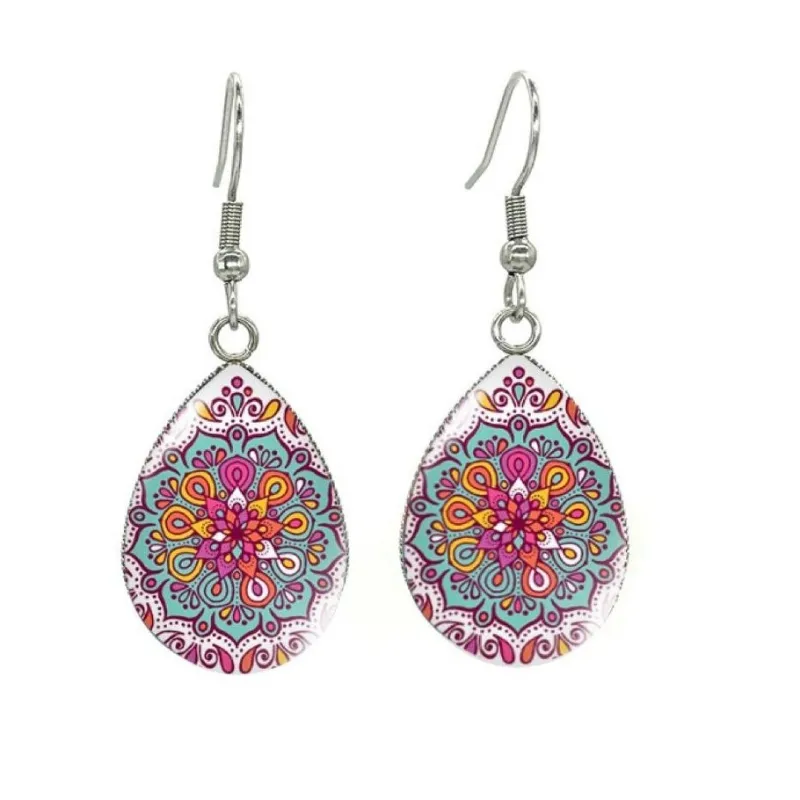 Multi Colored Mandala Silvertone Teardrop Drop Earrings - Multi Colored Mandala sold by Zulily