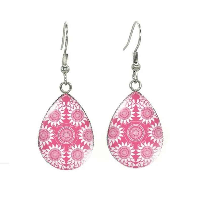 Pink Geometric Silvertone Teardrop Drop Earrings - Pink Geometric sold by Zulily