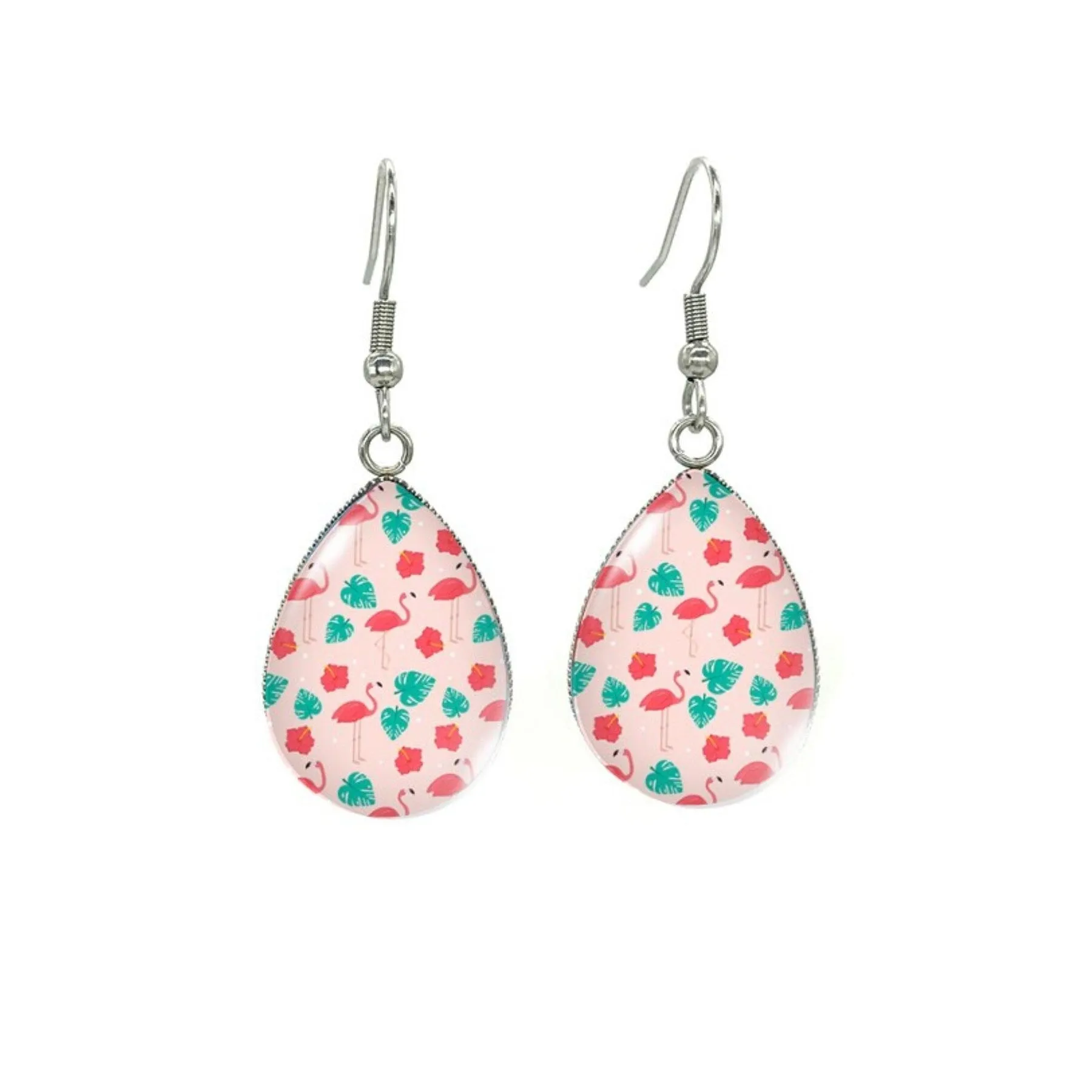 Flamingos & Palm Leaves Silvertone Teardrop Drop Earrings - Flamingos & Palm Leaves sold by Zulily