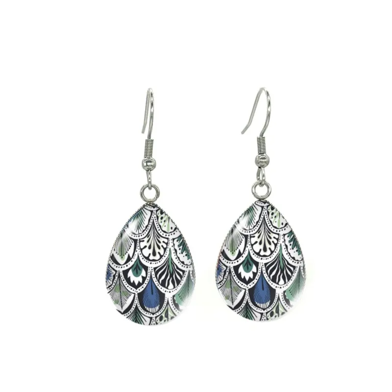 Blue Green Feathers Silvertone Teardrop Drop Earrings - Blue Green Feathers sold by Zulily