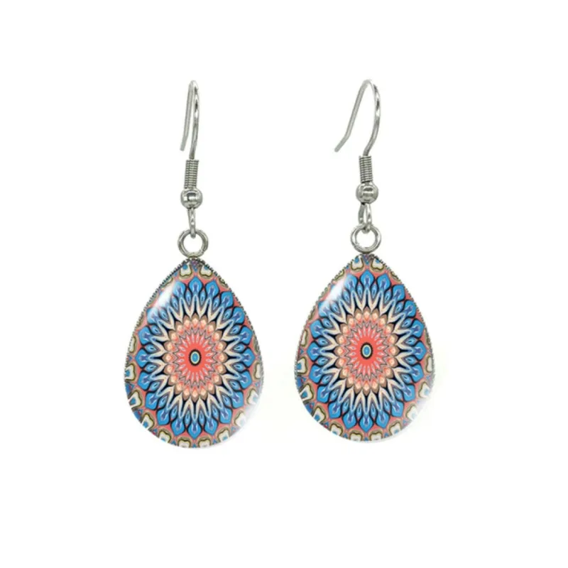 Blue & Pink Mandala Silvertone Teardrop Drop Earrings - Blue & Pink Mandala sold by Zulily