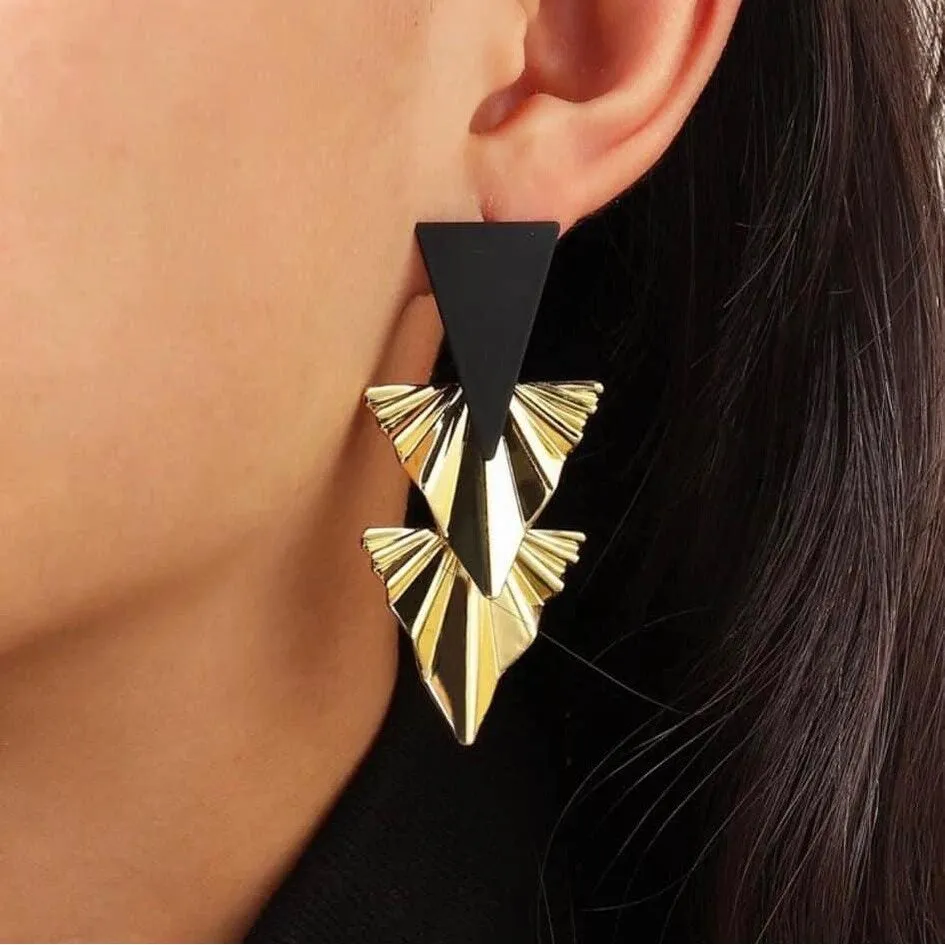 Textured Triangular Drop Earrings - Black sold by Zulily product image thumbnail 2