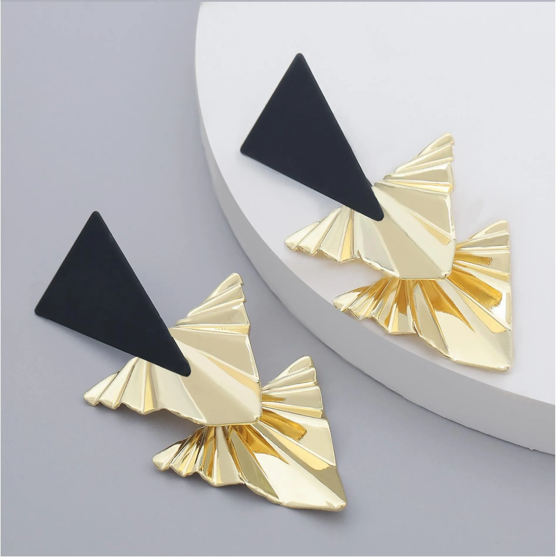 Textured Triangular Drop Earrings - Black sold by Zulily product image thumbnail 3