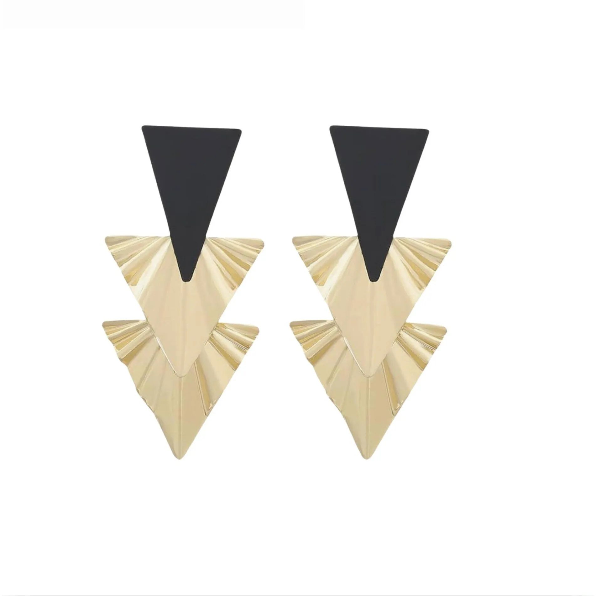 Textured Triangular Drop Earrings - Black sold by Zulily
