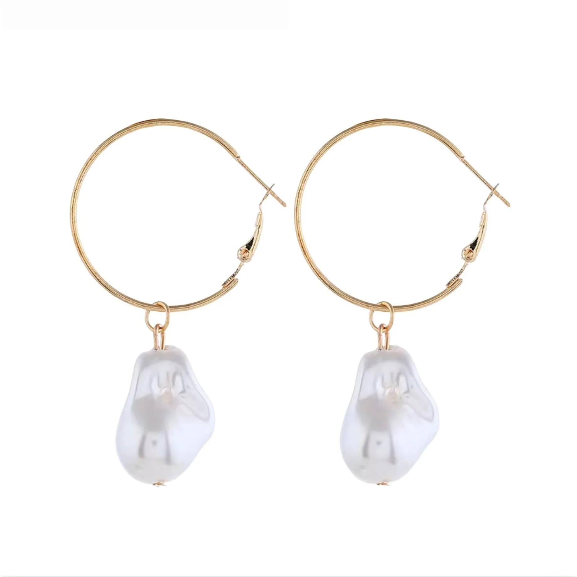 Imitation Pearl & Goldtone Hoop Earrings sold by Zulily