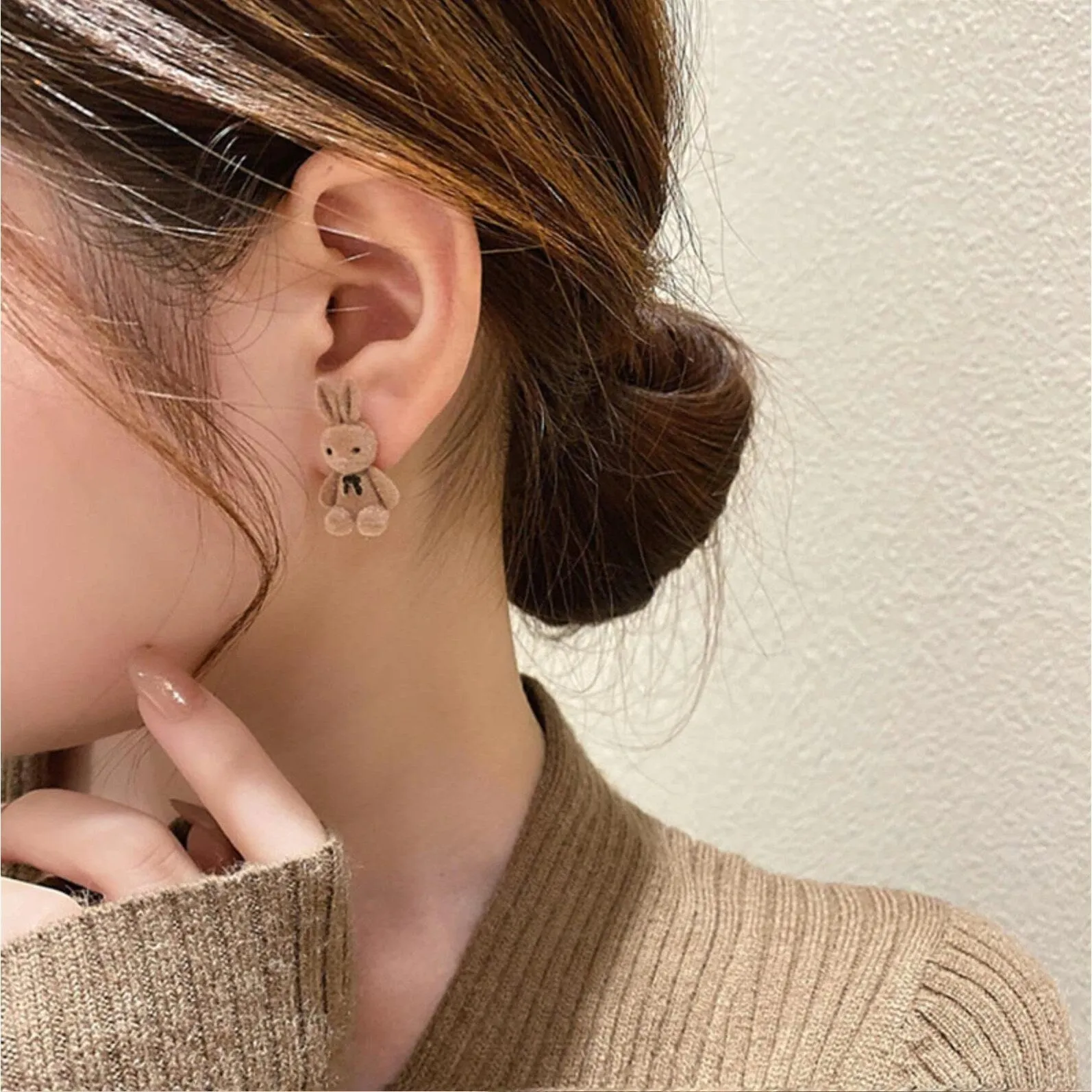 Cute Brown Bunny Stud Earrings - Multi sold by Zulily product image thumbnail 2