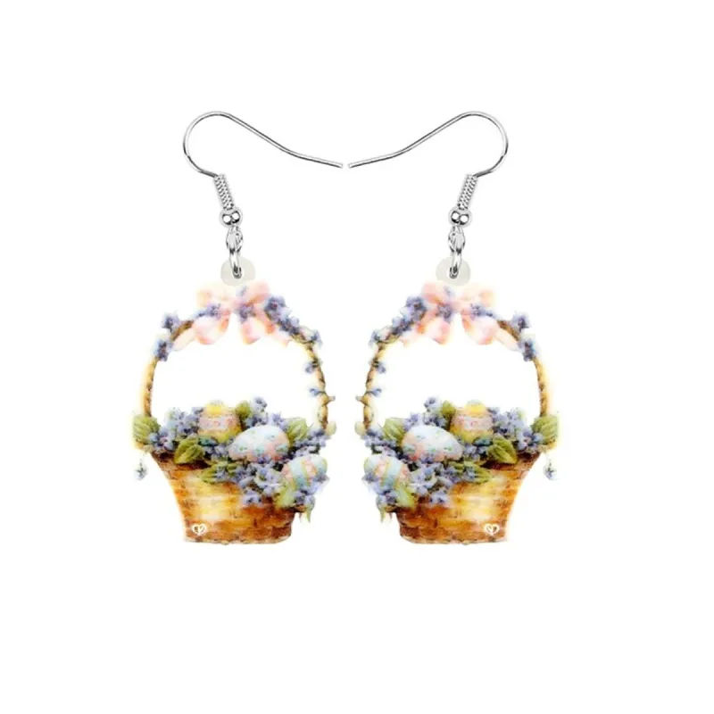 Lavender Floral Easter Egg Basket Drop Earrings - Multi sold by Zulily