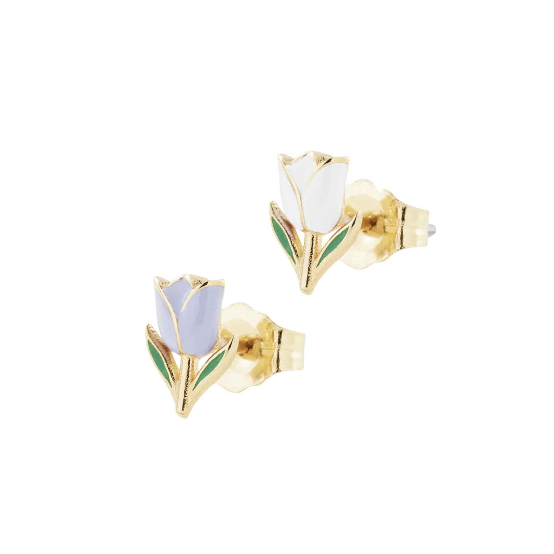 Set Of 2 Purple White Tulip Stud Earrings - Multi sold by Zulily