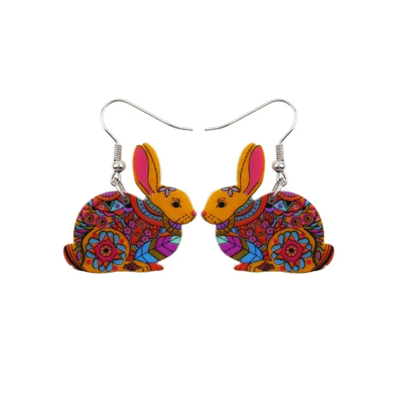 Multi Colored Mosaic Bunny Drop Earrings sold by Zulily