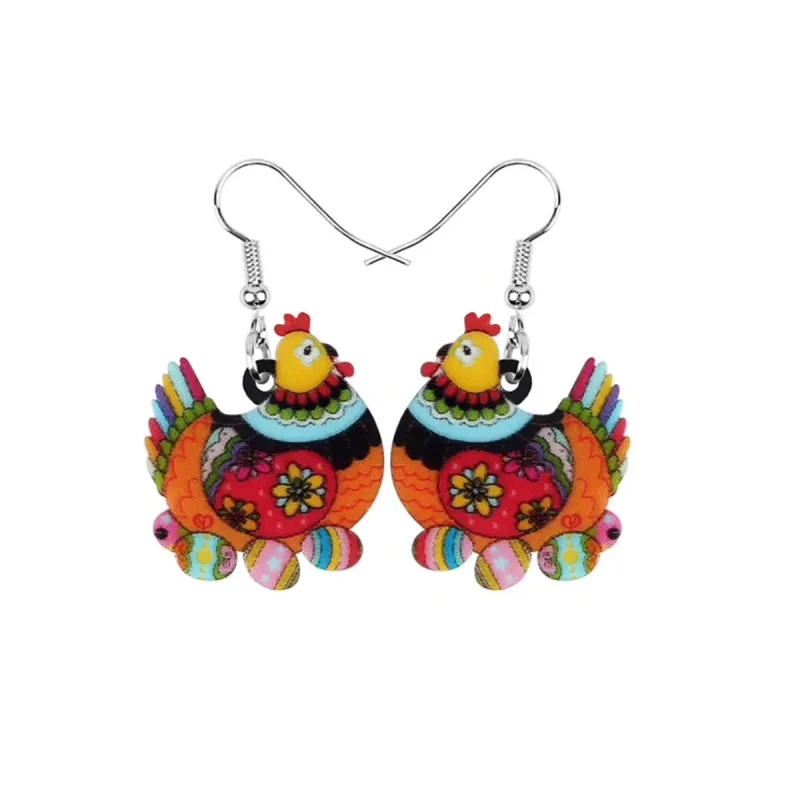 Multi Colored Mosaic Hen Easter Egg Drop Earrings sold by Zulily