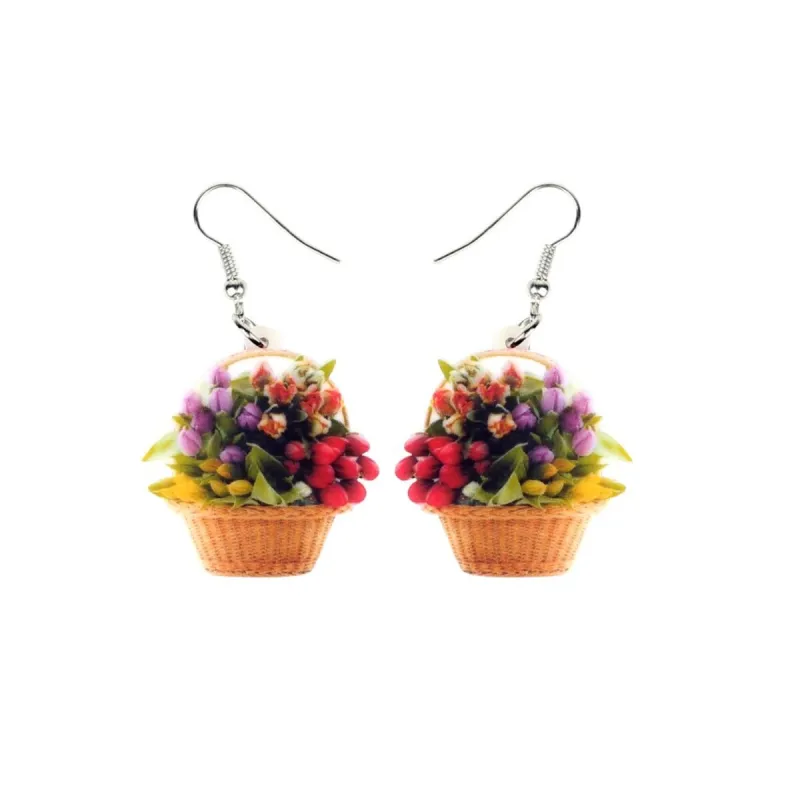 Basket Of Tulips Drop Earrings - Multi sold by Zulily