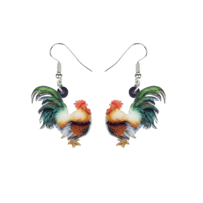 Green Rooster Drop Earrings - Multi sold by Zulily