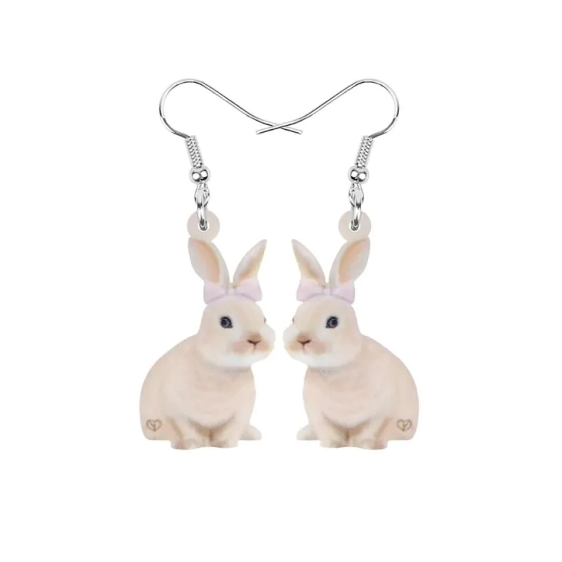 Bunny With Pink Bow Drop Earrings sold by Zulily