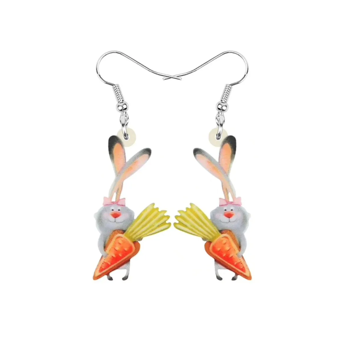 Cartoon Bunny With Carrot Cute Drop Earrings - Multi sold by Zulily