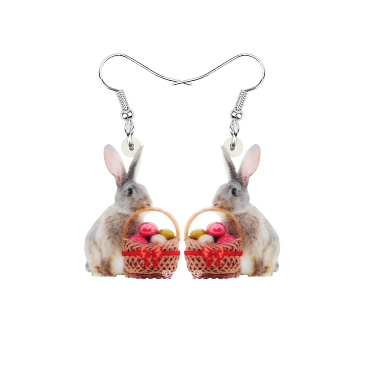 Bunny With Pink Easter Eggs In Basket Drop Earrings sold by Zulily