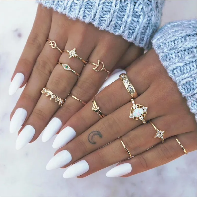 Goldtone Celestial Ring Set - Set of 13 sold by Zulily