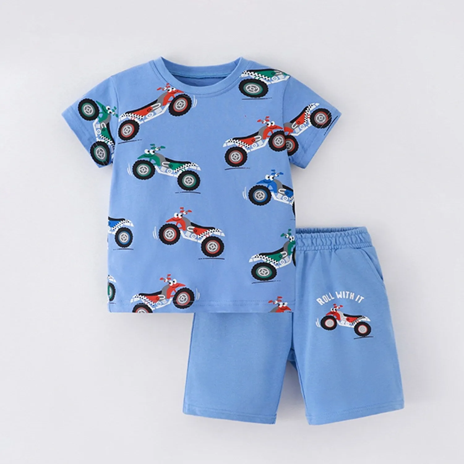 Blue Motorcycle Short-Sleeve Top & Shorts sold by Zulily